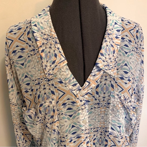 Free People Long Sleeve Blouse Trippy Print - Picture 2 of 12